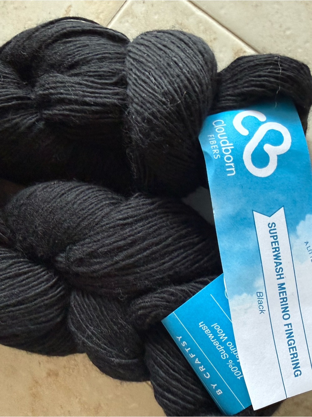 Cloudborn Fibers Superwash 100% Merino Fingering Yarn - Black